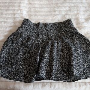 Zara Black and White Floral Skater Skirt